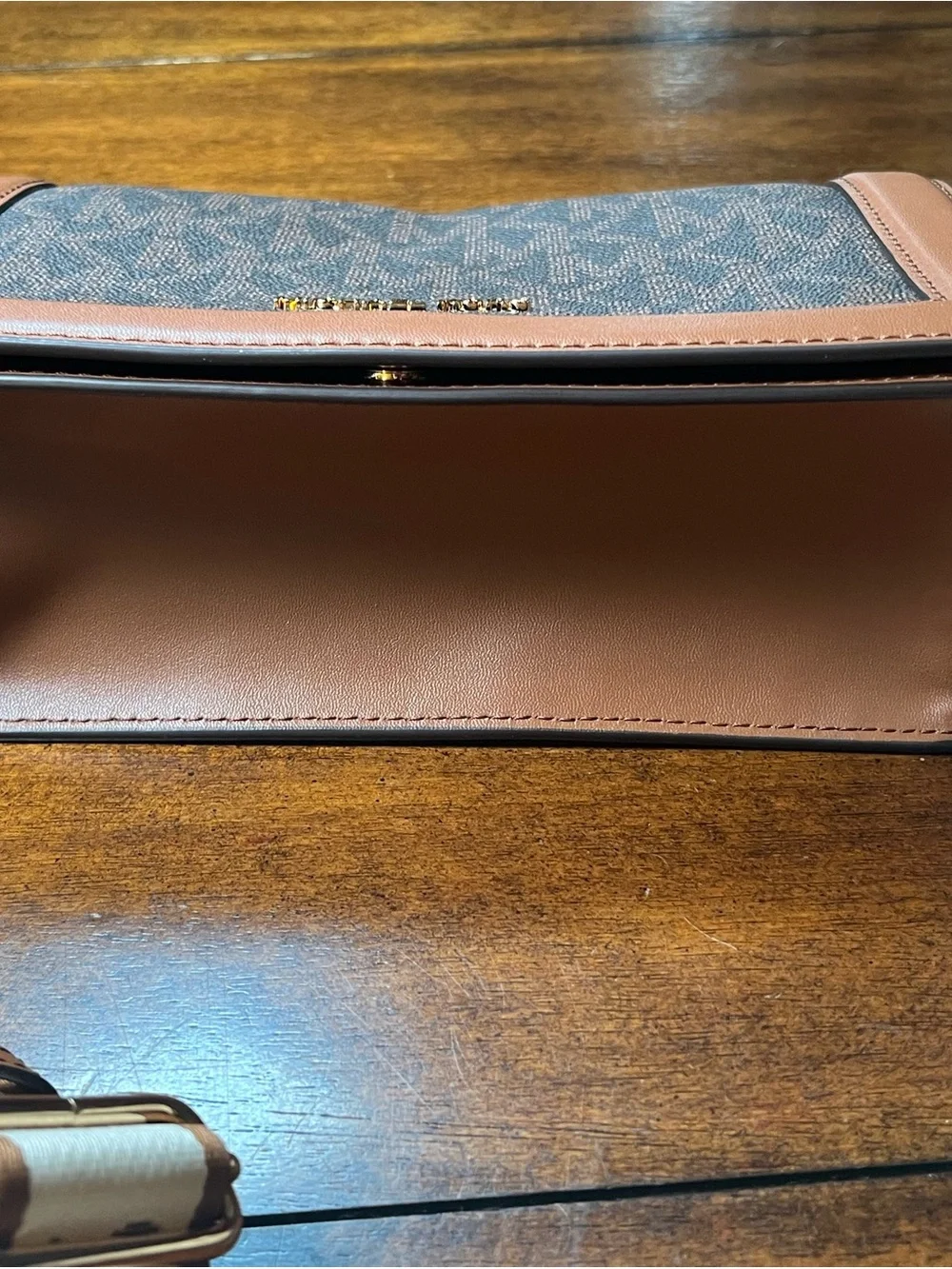 Michael Kors Brown and Black Logo Trim Crossbody